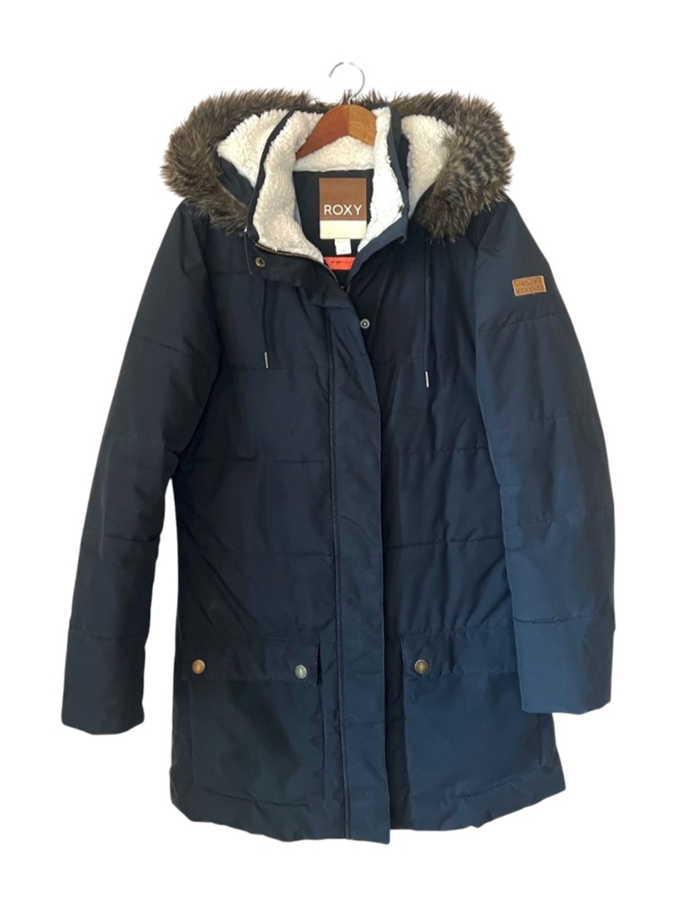 Roxy Women's Ellie Dryflight Insulated Faux Fur Hooded Parka Winter Jacket L